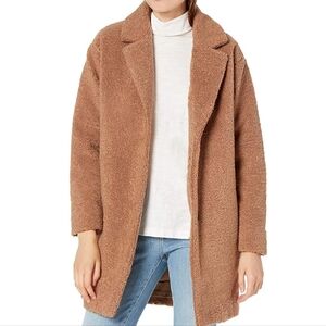 NWT Daily Ritual Tan Teddy Jacket Oversized Sherpa Trench Coat Camel - Size S